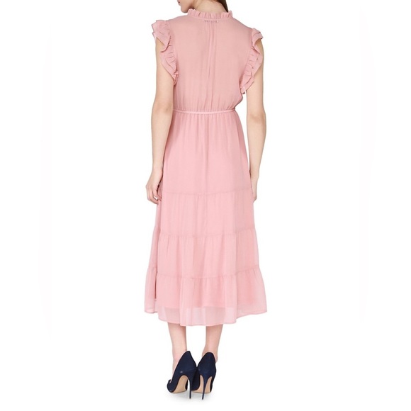 Dex Ruffle Sleeve Tiered Maxi Dress Size S Dusty Rose Coquette Romantic Feminine - Picture 2 of 16